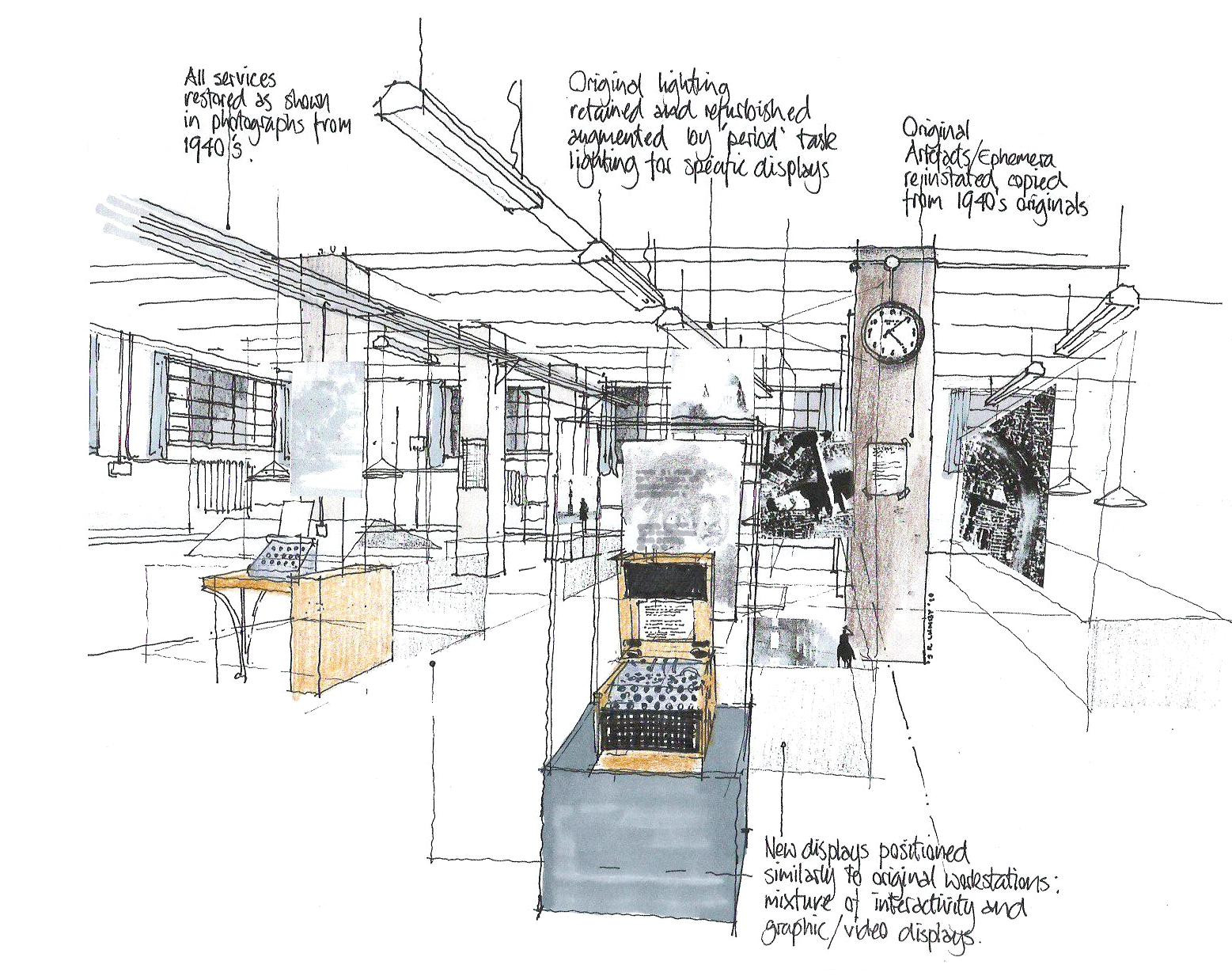 Image of sketch of Bletchley Park