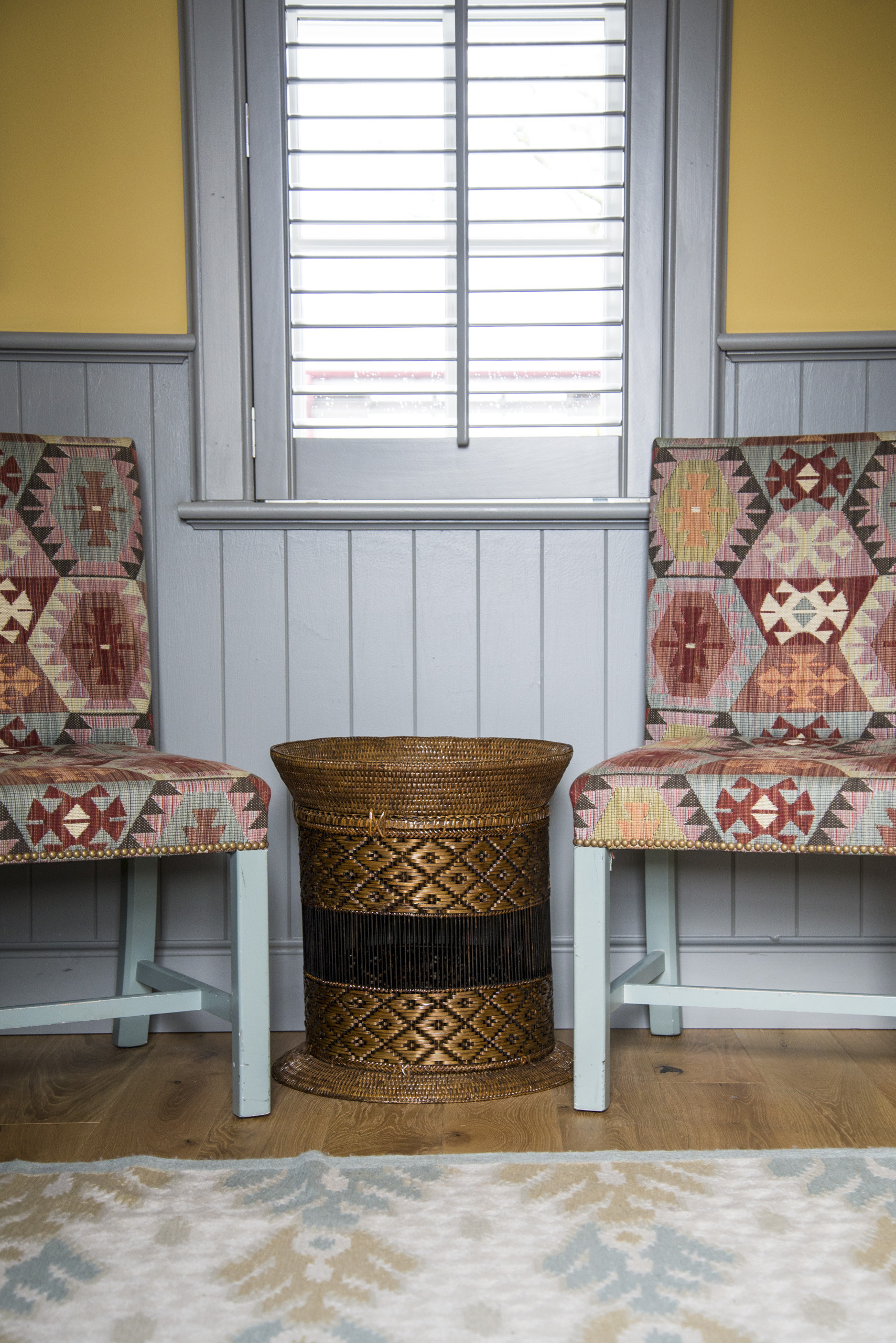 Image of two chairs in pattern fabric