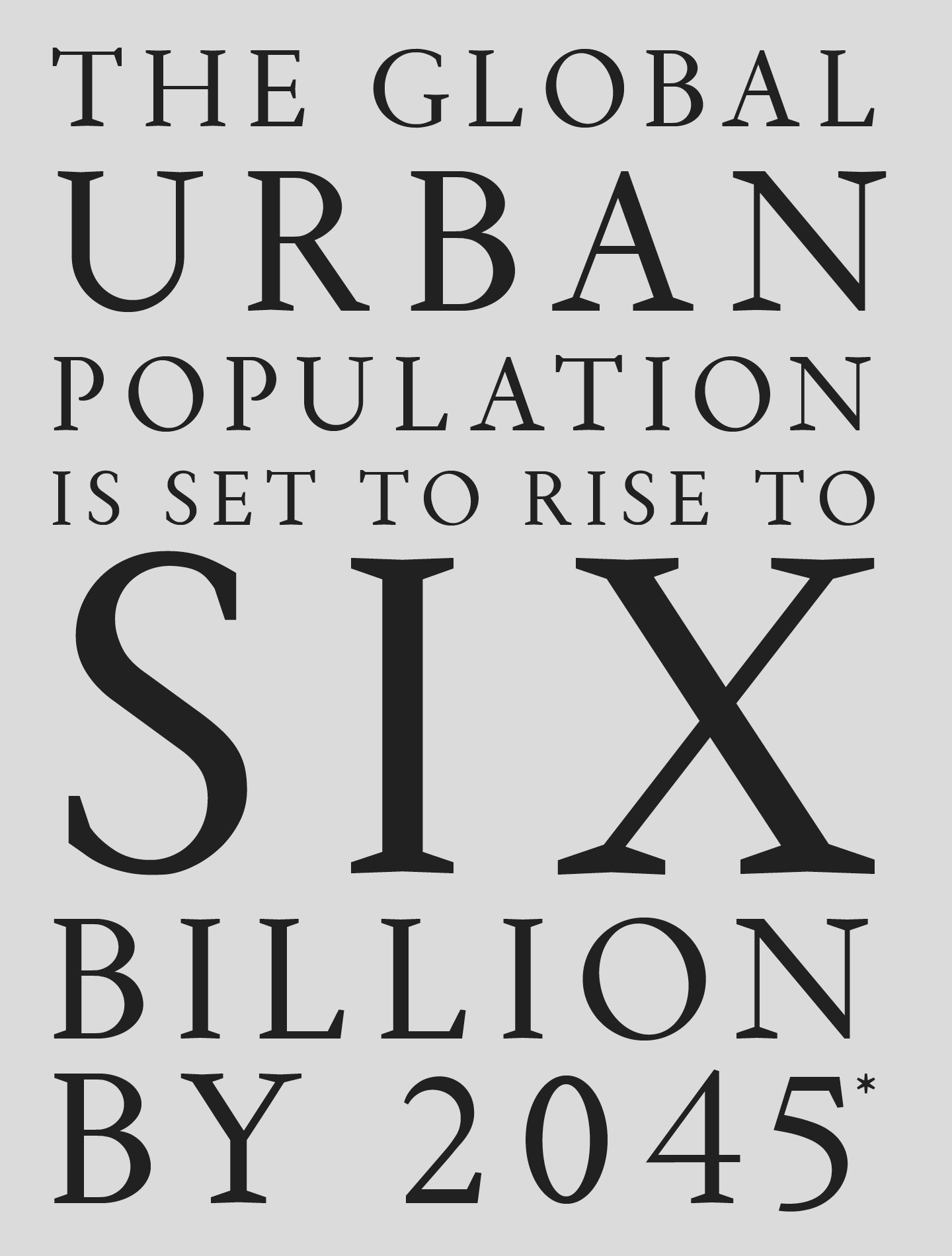 Poster saying: The global urban population is set to rise to six billion by 2045